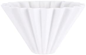 Ceramic Coffee Filter, Origami Cone Style Pour Over Dripper Reusable Hand Brewed For Home Cafe(White,14cm) by Unknown