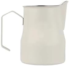350ml/500ml 304 Stainless Steel Coffee Pitcher Milk Frothing Cup Cream Maker Barista Craft Espresso Latte(350ML Rice white) by Unknown