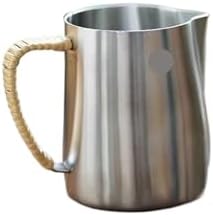 Handmade Rattan Weaving Pointed Mouth Latte Stainless Steel Milk Foam Cup Breakfast by Unknown