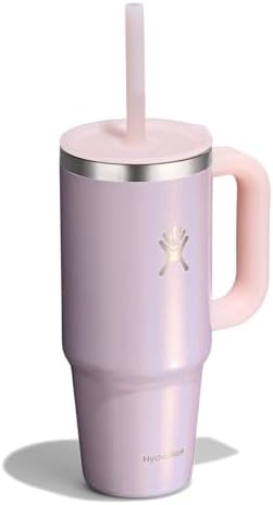 Hydro Flask Travel Tumbler with Handle, Lid and Straw - Insulated Stainless Steel in 24 Oz Glimmer Pink - Image 2