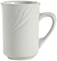 Tuxton China YPM-080 Mug, 7-1/2 oz., 2-7/8" Diameter x 4-1/8"H, Embossed, Microwave and Dishwasher Safe, Oven Proof, Fully Vitrified, TuxCare, Healthcare, Sonoma, Porcelain White, Case of 36 by Tuxton