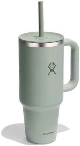 Hydro Flask Travel Tumbler with Handle, Lid and Straw - Insulated Stainless Steel in 40 Oz Tonal Agave Green - Image 2