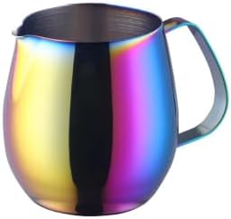 Milk Frother Cup Stainless Steel 10oz Stainless Steel Milk Frothing Pitcher – 300ml Precision Spout for Latte Art(300ml-iridescent) by Unknown