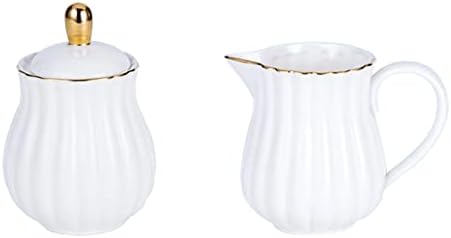 Jusalpha Fine China Pink Teapot and Creamer Sugar Bowl Set, TW (White) - Image 2