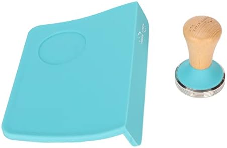 Coffee Powder Press Tool Set with Wooden Handle, Flat Base, Non Slip Silicone Tamper Mat with Slot, Blue, 51mm Hammer Diameter, for Home Office or Beverage Shop (58mm / 2.28in Tamper) - Image 4