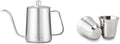 Easyworkz Gage Gooseneck Pour Over Coffee Kettle 12 oz, Silver, Bundled with Easyworkz Stainless Steel Espresso Cup 2pcs Set Double Wall Insulated Metal Demitasse Cups 2.5 oz by Easyworkz
