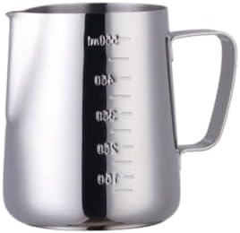 Milk Frother Cup Stainless Steel 350/550ml Espresso Coffee Pull Flower Milk Mugs Cup Stainless Steel Craft Latte Art Jug Pitcher Mug(550ml silvery) by Unknown