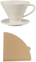 Pour Over Coffee Maker, Ceramic Filter Dripper With 100pcs Paper, Single Cup(White 1-4 Cups) by Unknown