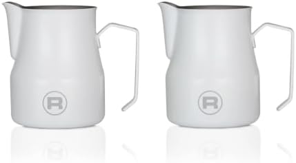 Rocket Frothing Pitcher Set, 16.9oz & 12oz (Matte White) Barista Accessory Bundle by RocketEspressoMilano