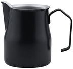 Milk Frothing Cup Stainless Steel Milk Frothing Pitcher Jug Cup Espresso Coffee Barista Craft Latte Cappuccino Cream Cup 350/500ML(Black,500ml) by Unknown