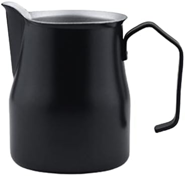 Milk Frothing Cup Stainless Steel Milk Frothing Pitcher Jug Cup Espresso Coffee Barista Craft Latte Cappuccino Cream Cup 350/500ML(Black,500ml) by Unknown