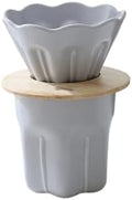 Ceramic Coffee Filter Cup Reusable Filters Set With Wood Stand Funnel Dripper Flower Accessorie(Purple set) by Unknown