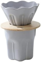 Ceramic Coffee Filter Cup Reusable Filters Set With Wood Stand Funnel Dripper Flower Accessorie(Purple set) by Unknown