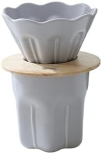 Ceramic Coffee Filter Cup Reusable Filters Set With Wood Stand Funnel Dripper Flower Accessorie(Purple set) by Unknown