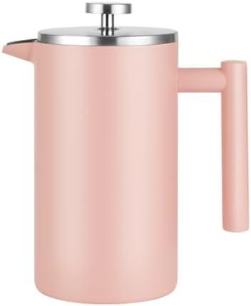 French Press Coffee Maker Double Wall Insulated French Coffee Press Stainless Steel With 3-Level Filter System, Brewed Coffee Pot For Camping(/Pink,1000ml) by GIZNXBA