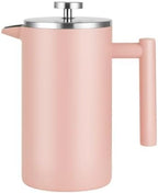 French Press Coffee Maker Double Wall Insulated French Coffee Press Stainless Steel With 3-Level Filter System, Brewed Coffee Pot For Camping(/Pink,1000ml) by GIZNXBA