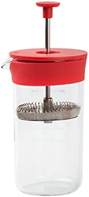 Coffee Maker Coffee Pot Espresso Mocha Machine 350ml French Press Large Capacity Glass Insulated Coffee Press Core Drink Tool for Barista,Red - Image 4