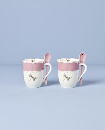 Lenox 897803 Butterfly Meadow Color Mugs With Spoons, Set Of 2, Pink - Image 2