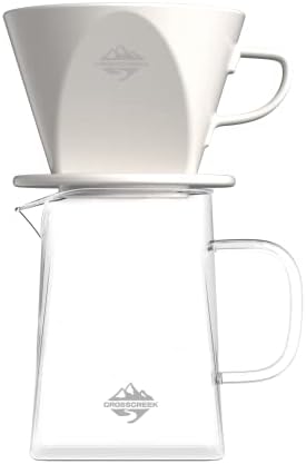 Pour Coffee Dripper Set Manual Drip Coffee-Maker Glass Carafe White Coffee Dripper Coffee Filters 9917-C001-064 by CrossCreekLLC