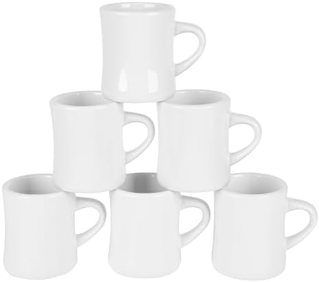BYCNZB 11oz Ceramic Coffee Mug set Stoneware Coffee Cups Set for Restaurant, Diner, Farmhouse, Coffee Shop, Home set of 6 (white) by BYCNZB