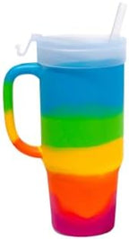 Silipint 32oz Silicone Tumbler with Handle, Flip Lid and Straw – BPA-Free, Non-Toxic, Freezer, Microwave, Dishwasher Safe Tumbler – Perfect for Tea, Smoothies (Prism) Pack of 1 by Silipint