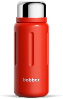 BOBBER 26 oz Stainless Steel Heavy Duty Thermo Flask with Removable Tea Infuser – Keeps Hot 28 Hours, Cold 42 Hours – Rugged, Leak-Proof, Dishwasher Safe Vacuum Insulated Bottle (Red) by Bobber