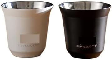 304 Stainless Steel Espresso Mugs 80ML Coffee Cups Insulated Double Wall Heat-insulating Safe Small Capacity Drink(Black and white) by Unknown