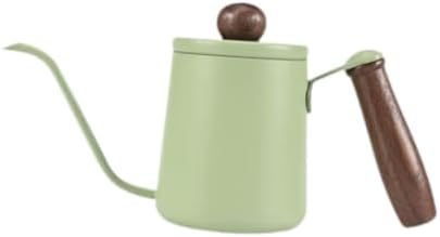 Kettle with Long Gooseneck Spout, Stainless Steel, Non-Slip Natural Wood Handle, Ideal for Regulating Water, Suitable, Green - Image 7