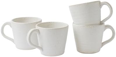 Stoneware Mug Set of 4-14oz Ceramic Coffee Mugs & Tea Cups with Handle - Perfect for Hot & Iced Drinks - Microwave & Dishwasher Safe - Rustic Minimalist Style - Oatmeal Cream - Ideal Gift by Melet%C4%93