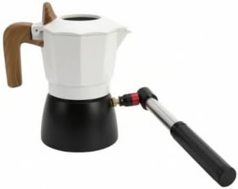 Qianly Italian Coffee Pot with Manual Pump Pressurized Pneumatic Coffee Maker Compact for Home Baristas, Black And White, Pneumatic Third Generation Double Valve Moka Pot + Manual Air Pump by Unknown