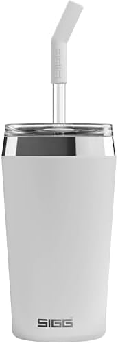 SIGG - Insulated Mug - Travel Mug Helia - With Durable Glass Straw & Cleaning Brush - Leakproof - BPA Free - 18/8 Stainless Steel - 15oz/20oz by SIGG