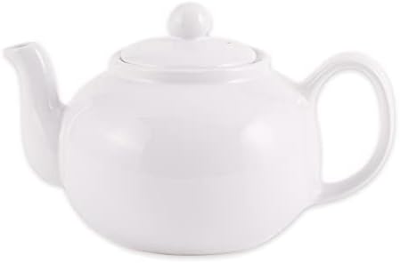 RSVP International Stoneware Teapot Collection, Microwave and Dishwasher Safe, 42 oz, White by RSVPInternational
