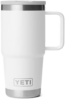 YETI Rambler 20 oz Travel Mug with Flip Straw Lid – Stainless Steel, Vacuum Insulated, Leakproof, Cup Holder Friendly, White by YETI