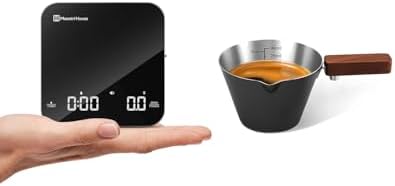 Maestri House Espresso Brewing Set – Rechargeable Mini Coffee Scale with Timer+Maestri House Espresso Measuring Cup, Stainless Steel Espresso Shot Cup by MaestriHouse