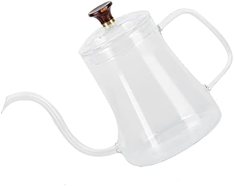 Pour Over Coffee Pot,Gooseneck Glass Coffee Carafe,High Borosilicate Glass Coffee Pot Swan Neck Thin Mouth Kettle Hand Made Coffee Maker Pour Over Kettle(600ML) - Image 3