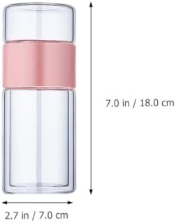 Cabilock Pink 300ml Double Wall Glass Tea Infuser Bottle Cup for Tea - Image 2