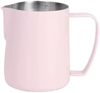 Milk Frother Cup Stainless Steel Pointed Mouth Coffee Latte Art Cup 400ml/600ml Stainless Steel Big Belly Double Scale Milk Pitcher Tool(600ml,Pink) by Unknown