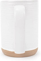 Elanze Designs Tall Ribbed Raw Clay Bottom White 16 ounce Ceramic Coffee Mugs Set of 4 - Image 2