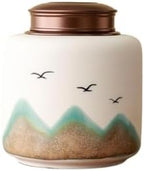 Tea Tins Ceramic Tea Canister with Spiral Suction Double Lid High Grade Sealed Storage Jar Tea Caddy(White,Small) by Unknown