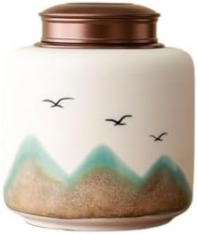 Tea Tins Ceramic Tea Canister with Spiral Suction Double Lid High Grade Sealed Storage Jar Tea Caddy(White,Small) by Unknown