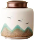 Tea Tins Ceramic Tea Canister with Spiral Suction Double Lid High Grade Sealed Storage Jar Tea Caddy(White,Medium) by Unknown