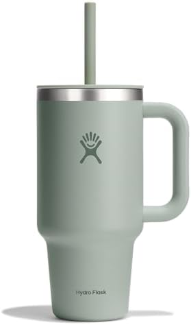 Hydro Flask Travel Tumbler with Handle, Lid and Straw - Insulated Stainless Steel in 32 Oz Tonal Agave Green by Unknown