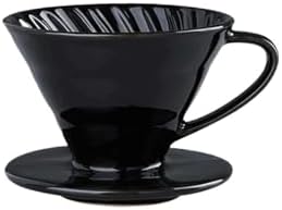 Ceramic Coffee Dripper Spiral Style Reusable Pour Over Maker With Detachable Stand For 1-2 Cups - Drip Filter Cup(Black Filter Cup) by Unknown