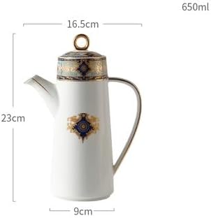 Water Pitcher Ceramic Teapot with Lid Water Pitcher Kitchen Butter Bottle Flower & Bird Finished Wedding Gifts Party Presents 650ML Water Jug(Green) - Image 2