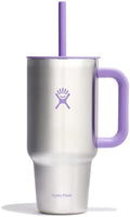 Hydro Flask Travel Tumbler with Handle, Lid and Straw - Insulated Stainless Steel in 32 Oz Stainless Steel Violet by Unknown