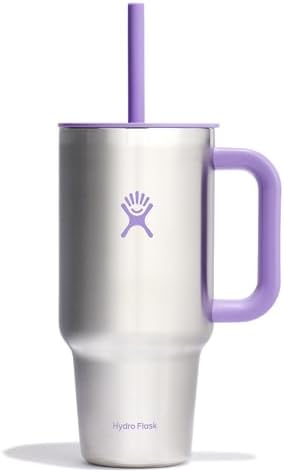 Hydro Flask Travel Tumbler with Handle, Lid and Straw - Insulated Stainless Steel in 32 Oz Stainless Steel Violet by Unknown