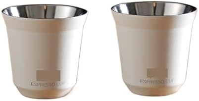 304 Stainless Steel Espresso Mugs 80ML Coffee Cups Insulated Double Wall Heat-insulating Safe Small Capacity Drink(Two white) by Unknown