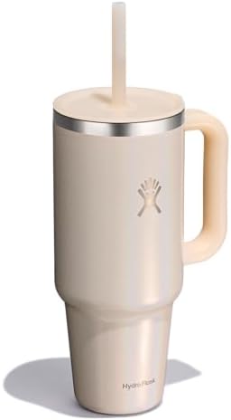 Hydro Flask Travel Tumbler with Handle, Lid and Straw - Insulated Stainless Steel in 40 Oz Glimmer Cream - Image 2