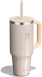 Hydro Flask Travel Tumbler with Handle, Lid and Straw - Insulated Stainless Steel in 40 Oz Glimmer Cream - Image 2