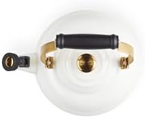Le Creuset Enamel On Steel Whistling Tea Kettle, 1.7 qt., White/Gold - Image 2